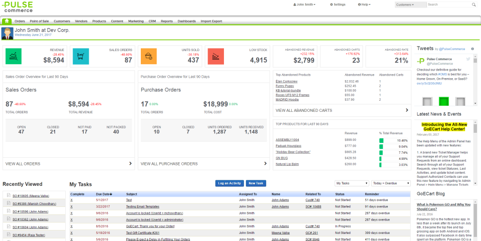 screenshot of Pulse Commerce